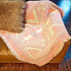 Vintage Crown Crafts woven boho blanket/ throw/rug